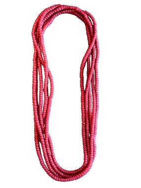 Source Unknown Bright Pink Multi-Strand Bead Necklace
